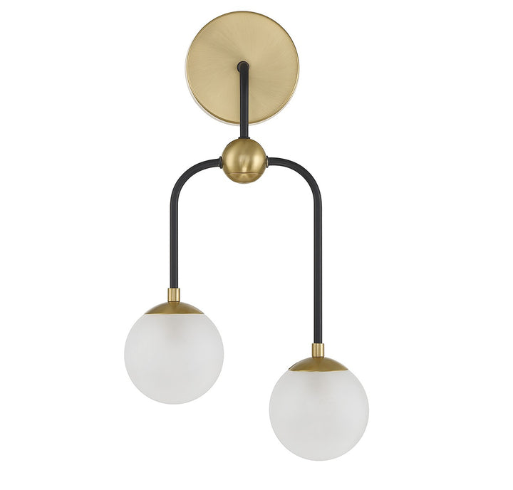 Savoy House Couplet 9-6696-2-143 Wall Sconce Light - Matte Black with Warm Brass