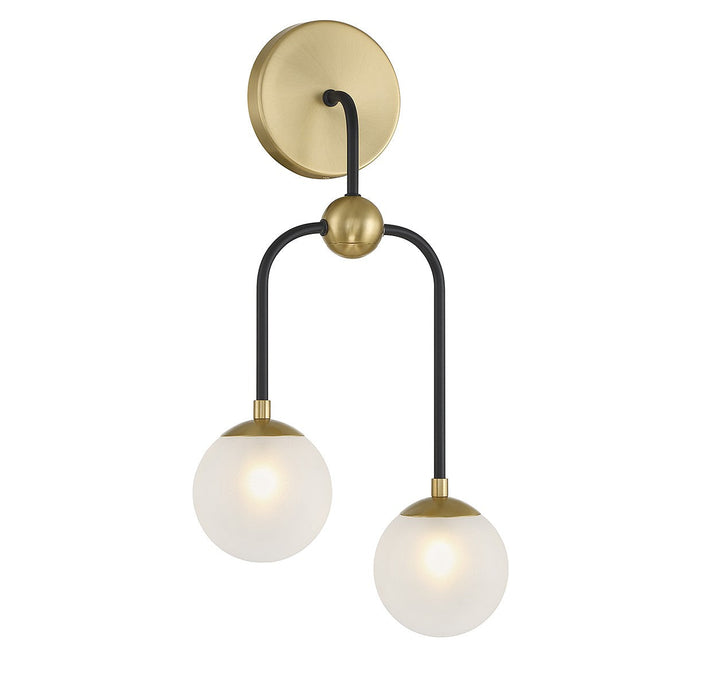 Savoy House Couplet 9-6696-2-143 Wall Sconce Light - Matte Black with Warm Brass