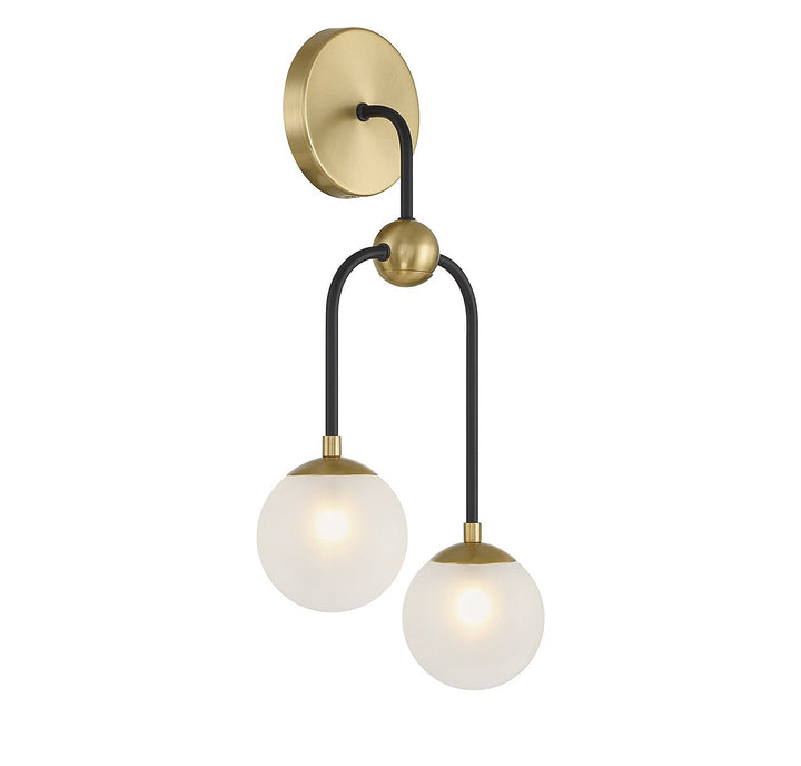 Savoy House Couplet 9-6696-2-143 Wall Sconce Light - Matte Black with Warm Brass