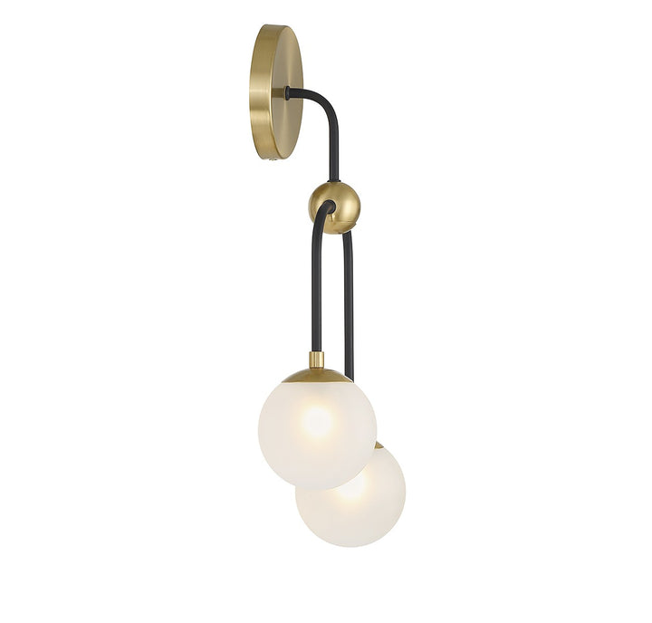 Savoy House Couplet 9-6696-2-143 Wall Sconce Light - Matte Black with Warm Brass