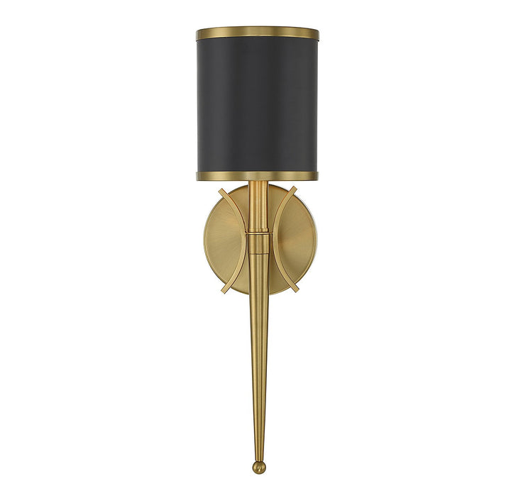 Savoy House Quincy 9-9944-1-143 Wall Sconce Light - Matte Black with Warm Brass