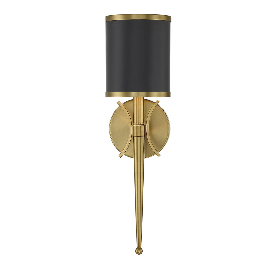 Savoy House Quincy 9-9944-1-143 Wall Sconce Light - Matte Black with Warm Brass