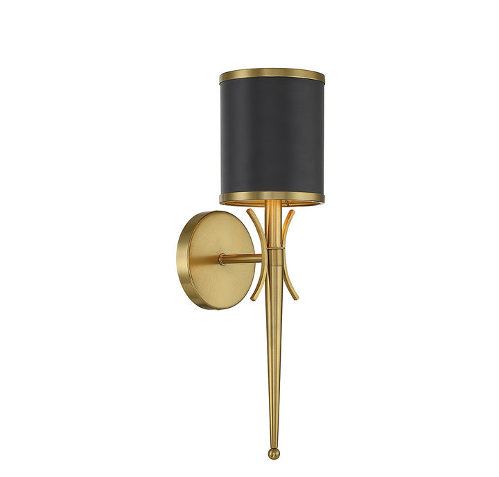 Savoy House Quincy 9-9944-1-143 Wall Sconce Light - Matte Black with Warm Brass