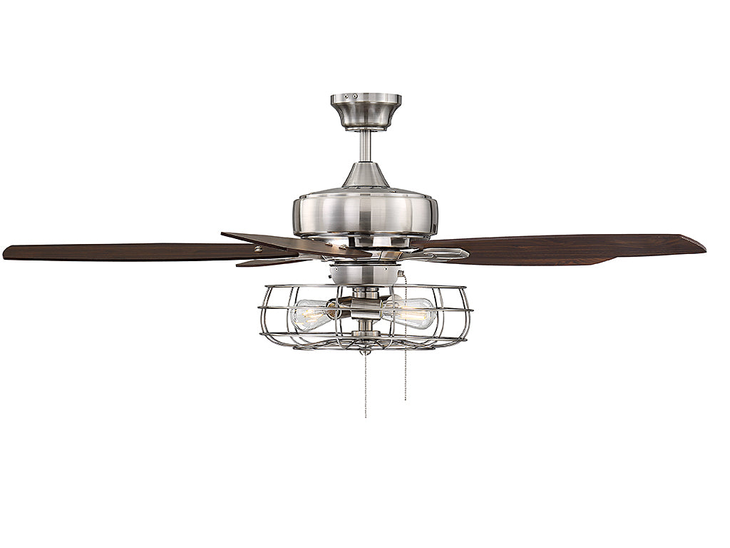 Savoy House Wind Star 52-830-5RV-187 Ceiling Fan 52 - Brushed Pewter, Chestnut and Grey Wood/