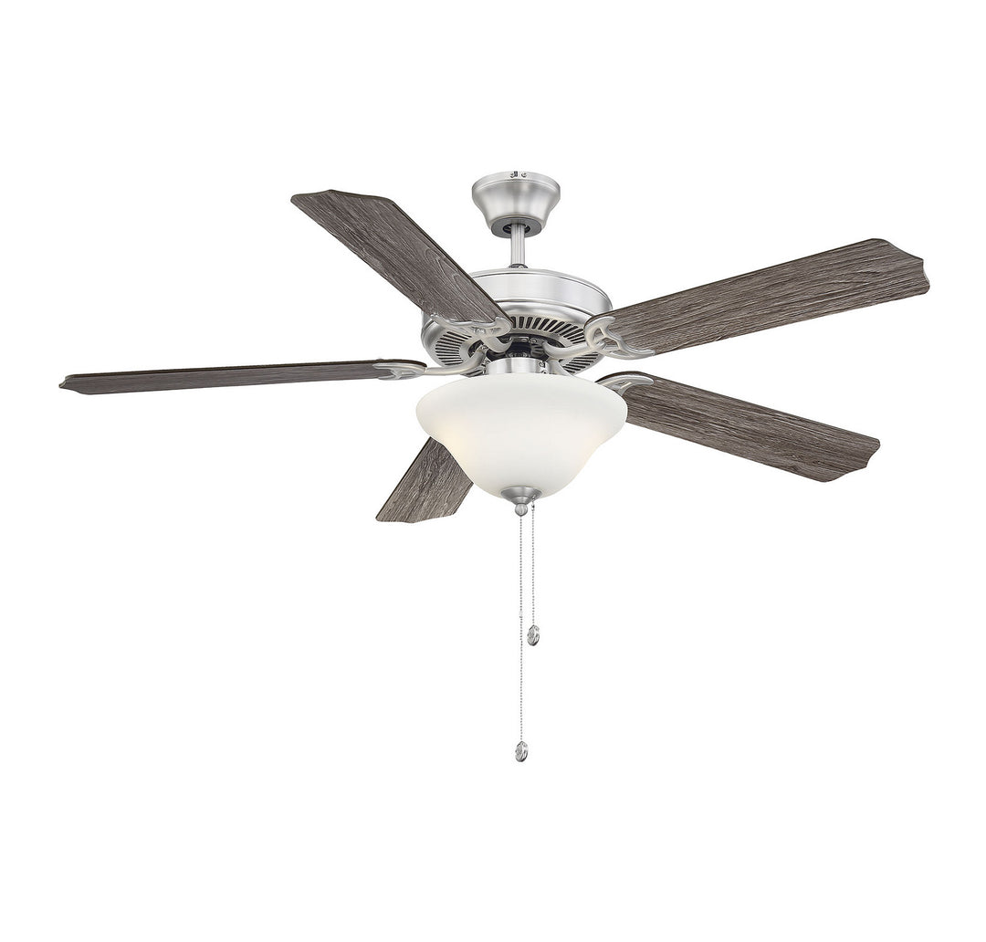 Savoy House First Value 52-ECM-5RV-SN Ceiling Fan 52 - Satin Nickel, Chestnut and Grey Weathered Oak/