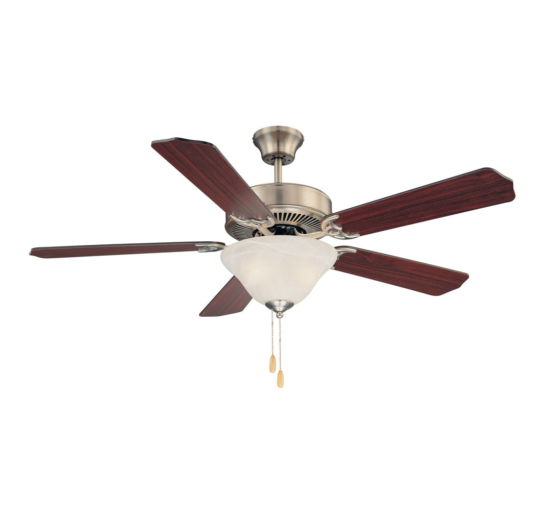 Savoy House First Value 52-ECM-5RV-SN Ceiling Fan 52 - Satin Nickel, Chestnut and Grey Weathered Oak/