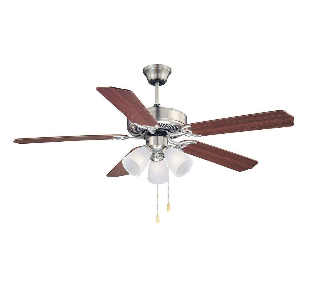 Savoy House First Value 52-EUP-5RV-SN Ceiling Fan 52 - Satin Nickel, Chestnut and Grey Weathered Oak/
