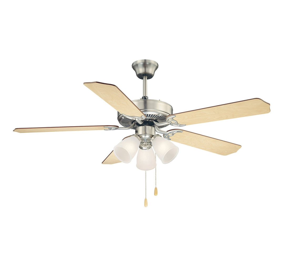 Savoy House First Value 52-EUP-5RV-SN Ceiling Fan 52 - Satin Nickel, Chestnut and Grey Weathered Oak/