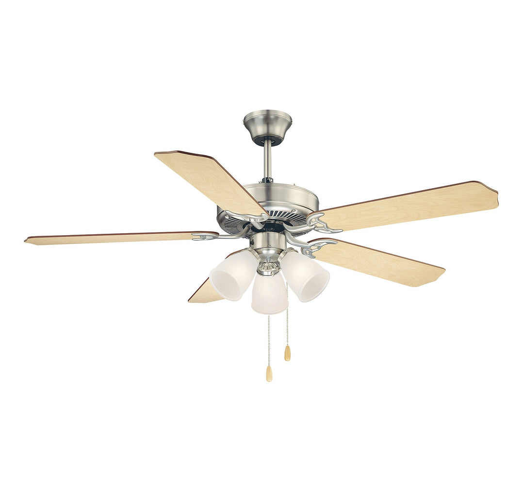 Savoy House First Value 52-EUP-5RV-SN Ceiling Fan 52 - Satin Nickel, Chestnut and Grey Weathered Oak/