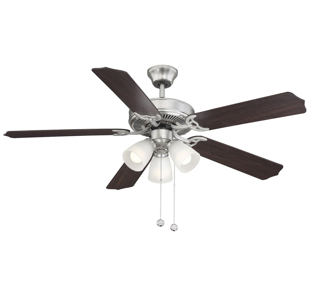 Savoy House First Value 52-EUP-5RV-SN Ceiling Fan 52 - Satin Nickel, Chestnut and Grey Weathered Oak/