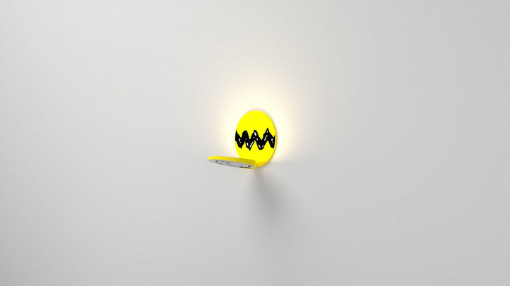 Koncept Gravy GRW-S-WSY-CB1-HW Wall Sconce Light - Matte Bright Yellow Body, Charlie Brown