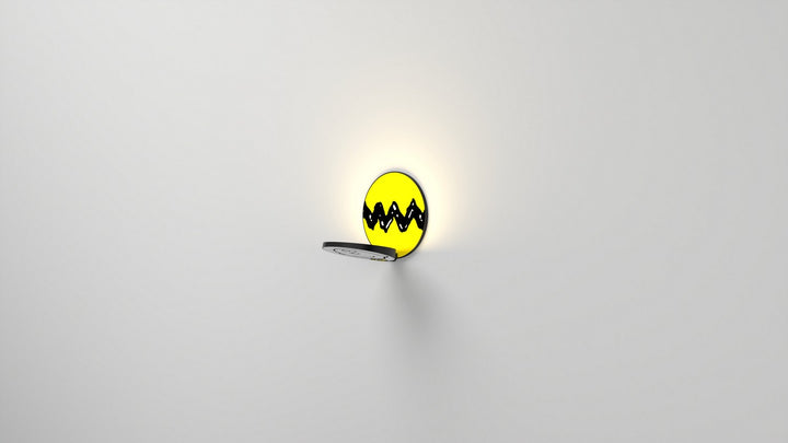 Koncept Gravy GRW-S-MBK-CB1-PI Wall Sconce Light - Metallic Black Body, Charlie Brown