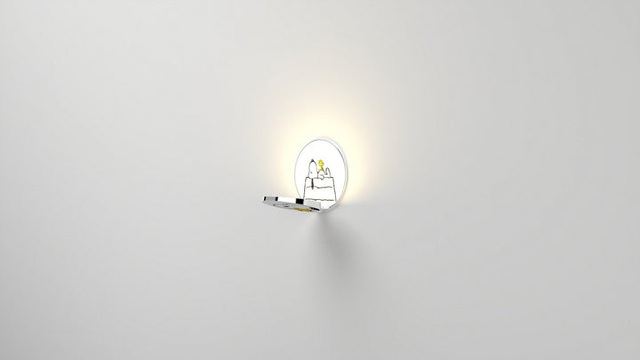 Koncept Gravy GRW-S-CRM-SW1-PI Wall Sconce Light - Chrome Body, Snoopy Woodstock