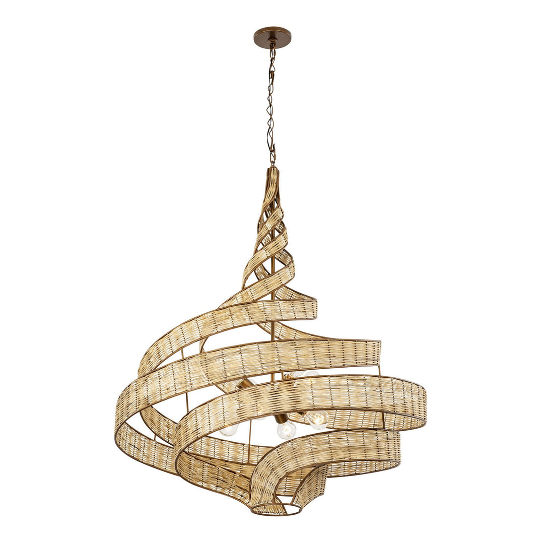 Varaluz Flow 240P08BTR Chandelier Light - Baguette/Natural Rattan