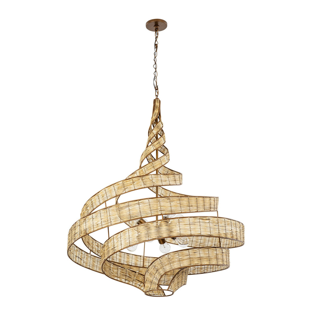 Varaluz Flow 240P08BTR Chandelier Light - Baguette/Natural Rattan