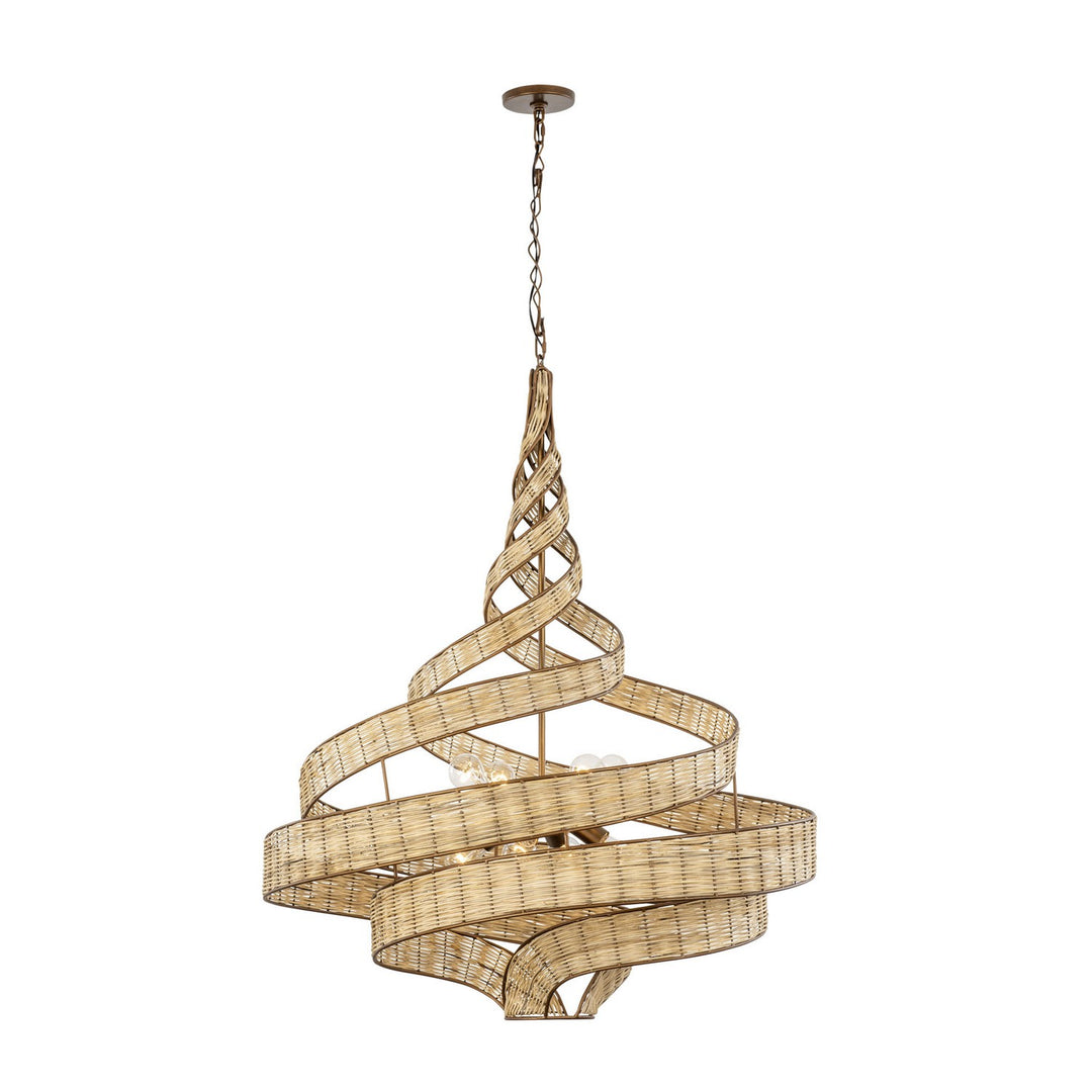 Varaluz Flow 240P08BTR Chandelier Light - Baguette/Natural Rattan