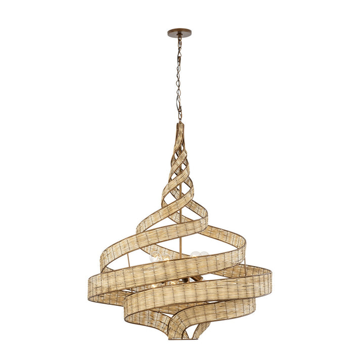 Varaluz Flow 240P08BTR Chandelier Light - Baguette/Natural Rattan