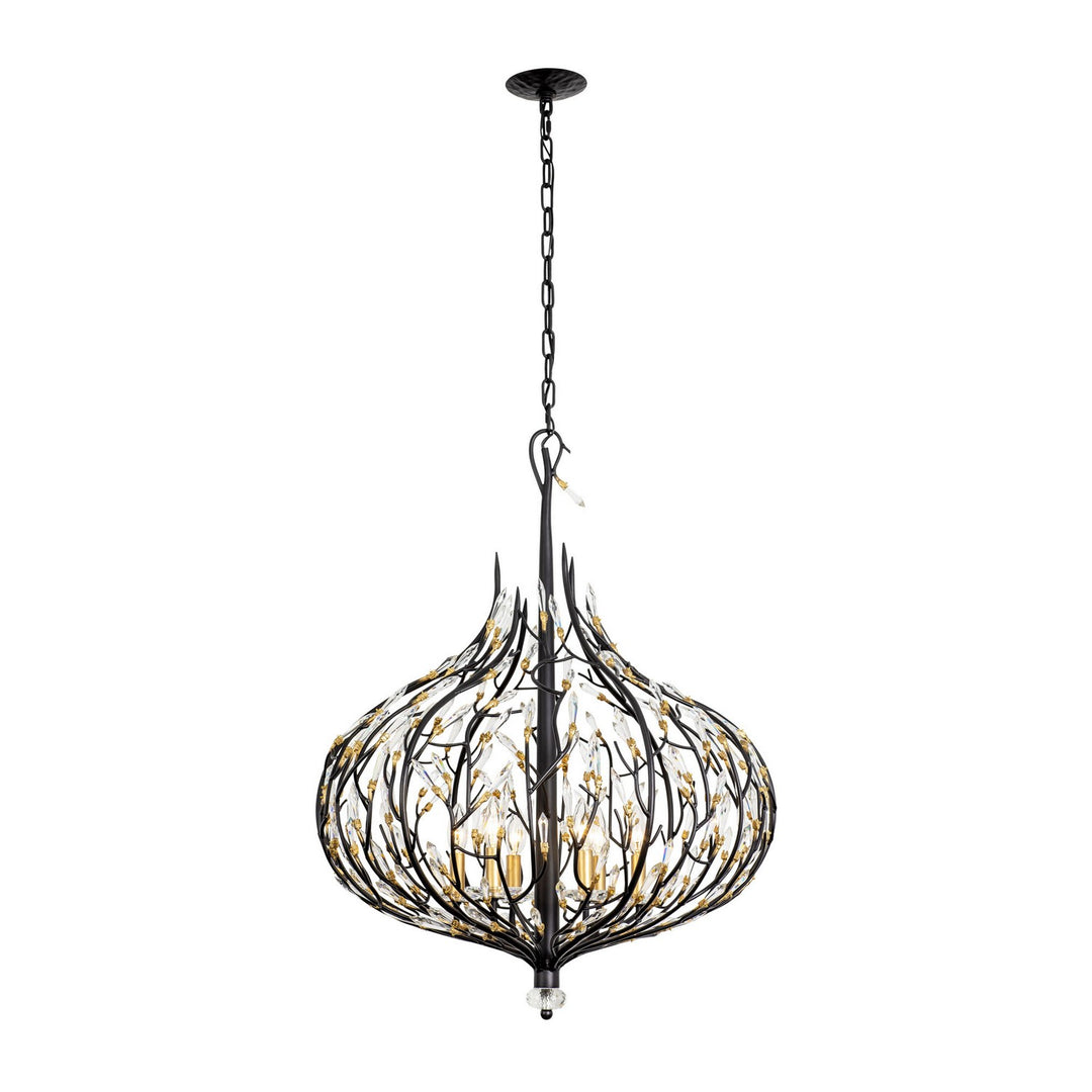 Varaluz Bask 271P06MBFG Chandelier Light - Matte Black/French Gold