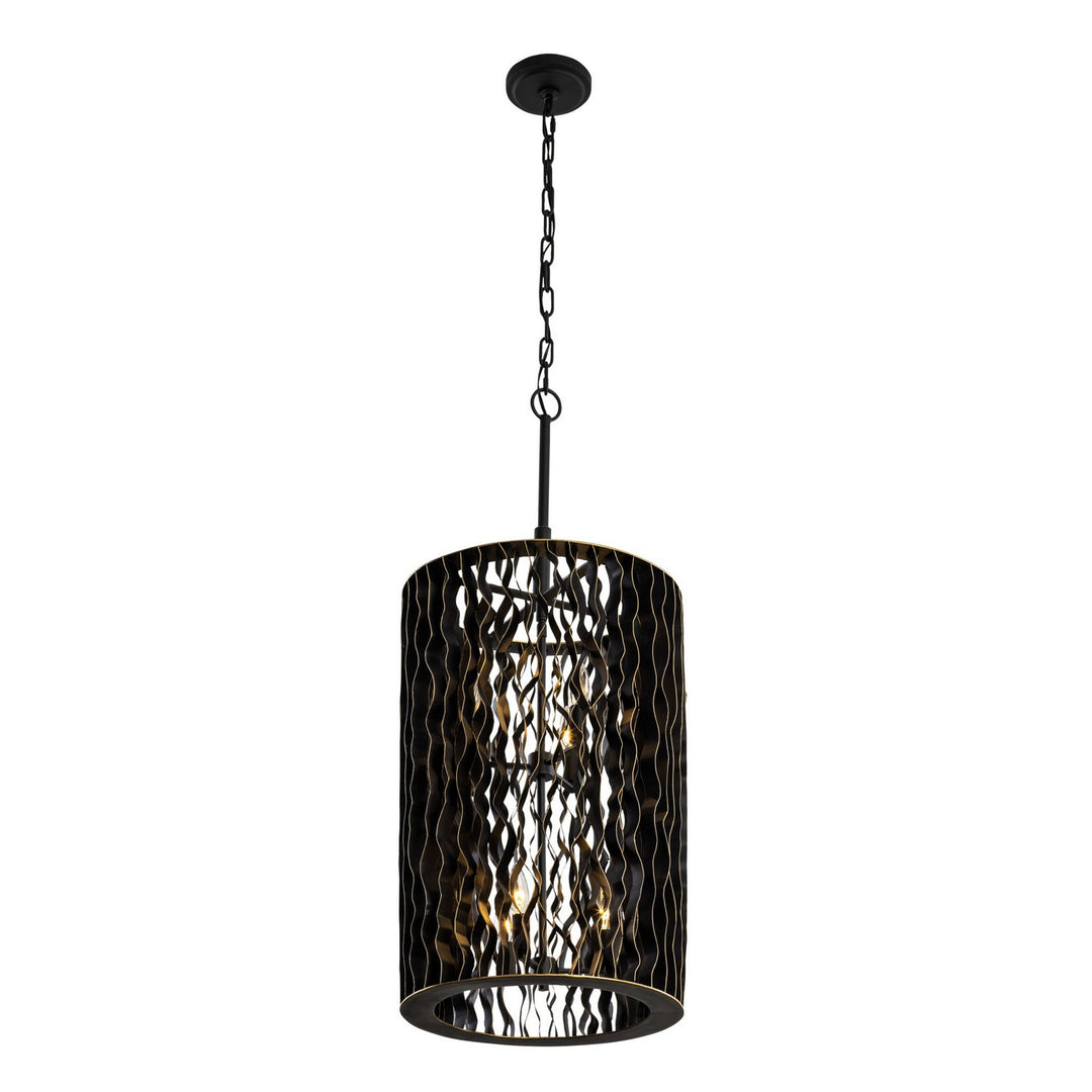 Varaluz Estela 380F06MBFG Pendant Light - Matte Black/French Gold