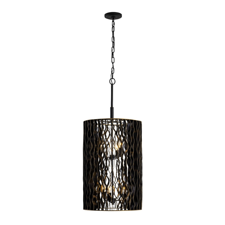 Varaluz Estela 380F06MBFG Pendant Light - Matte Black/French Gold