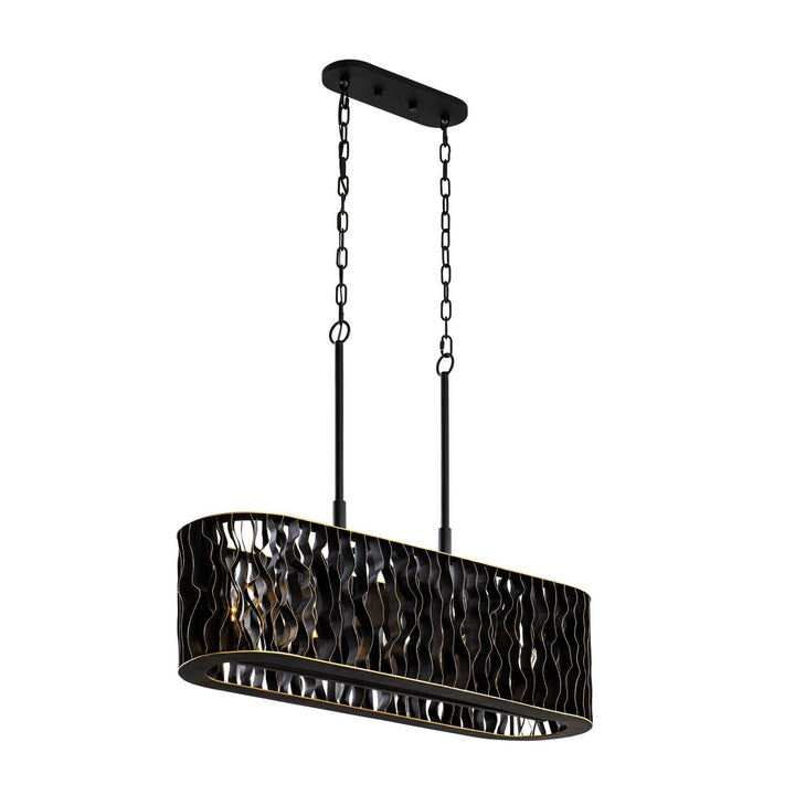 Varaluz Estela 380N05MBFG Pendant Light - Matte Black/French Gold