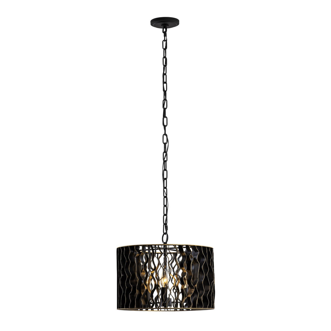 Varaluz Estela 380P03MBFG Pendant Light - Matte Black/French Gold