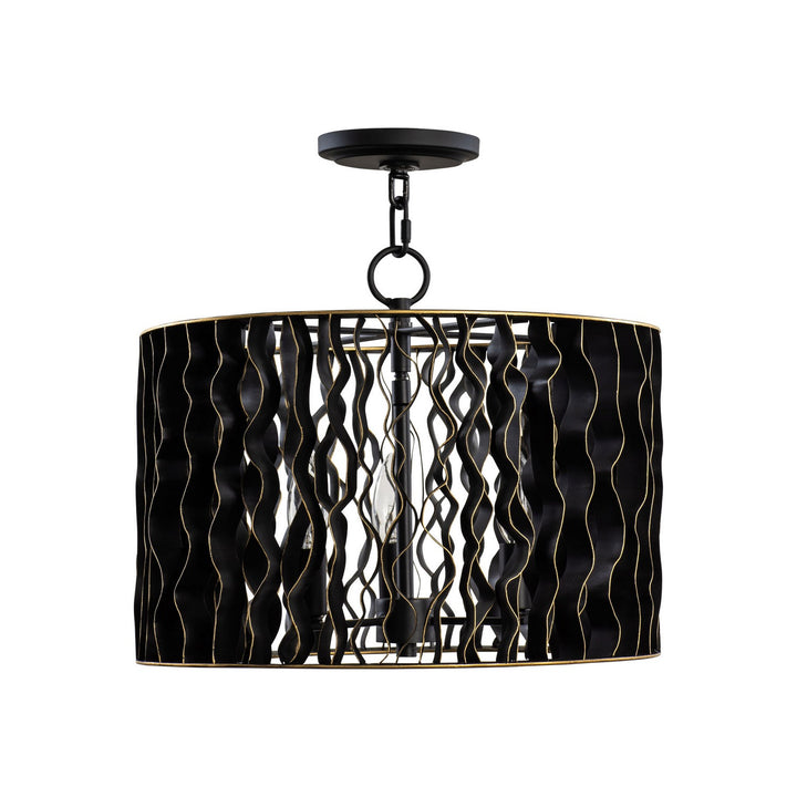 Varaluz Estela 380P03MBFG Pendant Light - Matte Black/French Gold