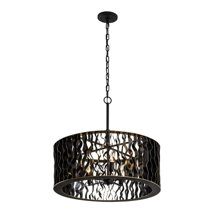 Varaluz Estela 380P05MBFG Pendant Light - Matte Black/French Gold