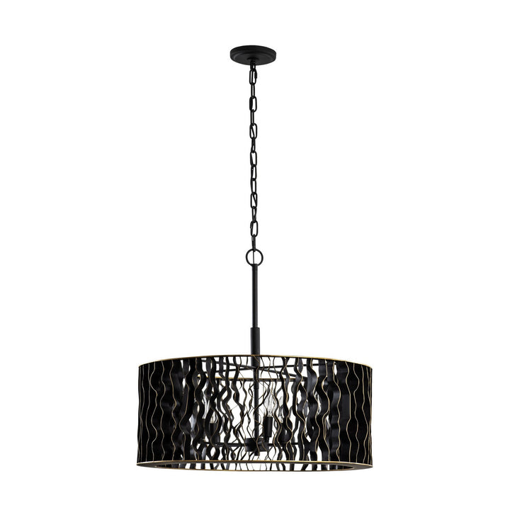 Varaluz Estela 380P05MBFG Pendant Light - Matte Black/French Gold