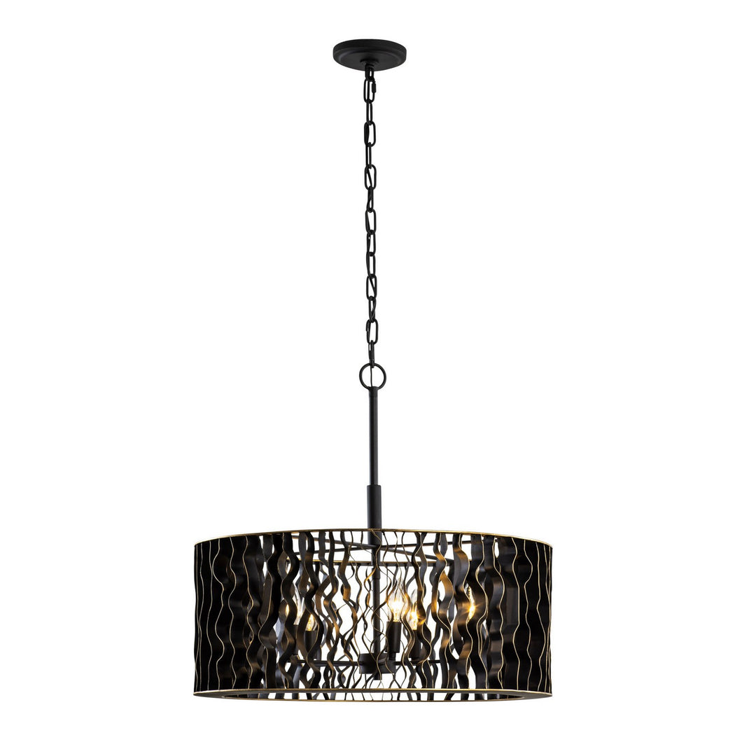 Varaluz Estela 380P05MBFG Pendant Light - Matte Black/French Gold