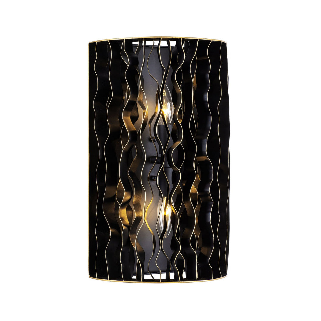 Varaluz Estela 380W02MBFG Wall Sconce Light - Matte Black/French Gold