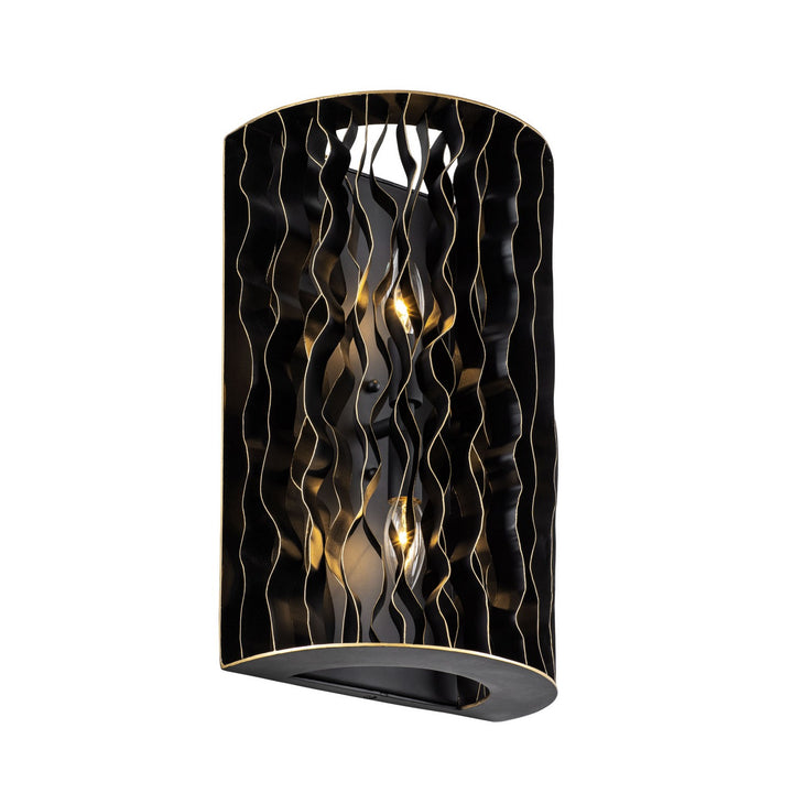 Varaluz Estela 380W02MBFG Wall Sconce Light - Matte Black/French Gold