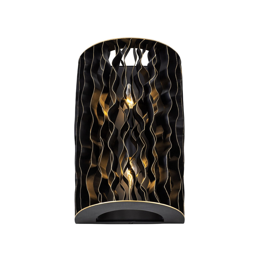 Varaluz Estela 380W02MBFG Wall Sconce Light - Matte Black/French Gold