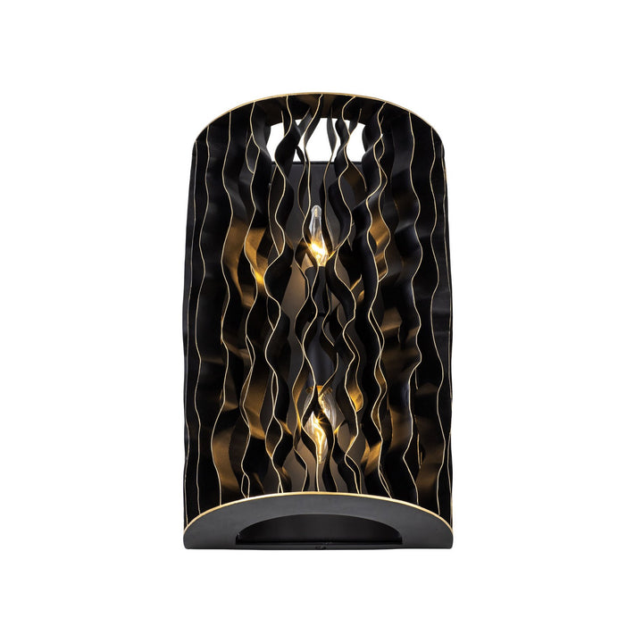 Varaluz Estela 380W02MBFG Wall Sconce Light - Matte Black/French Gold