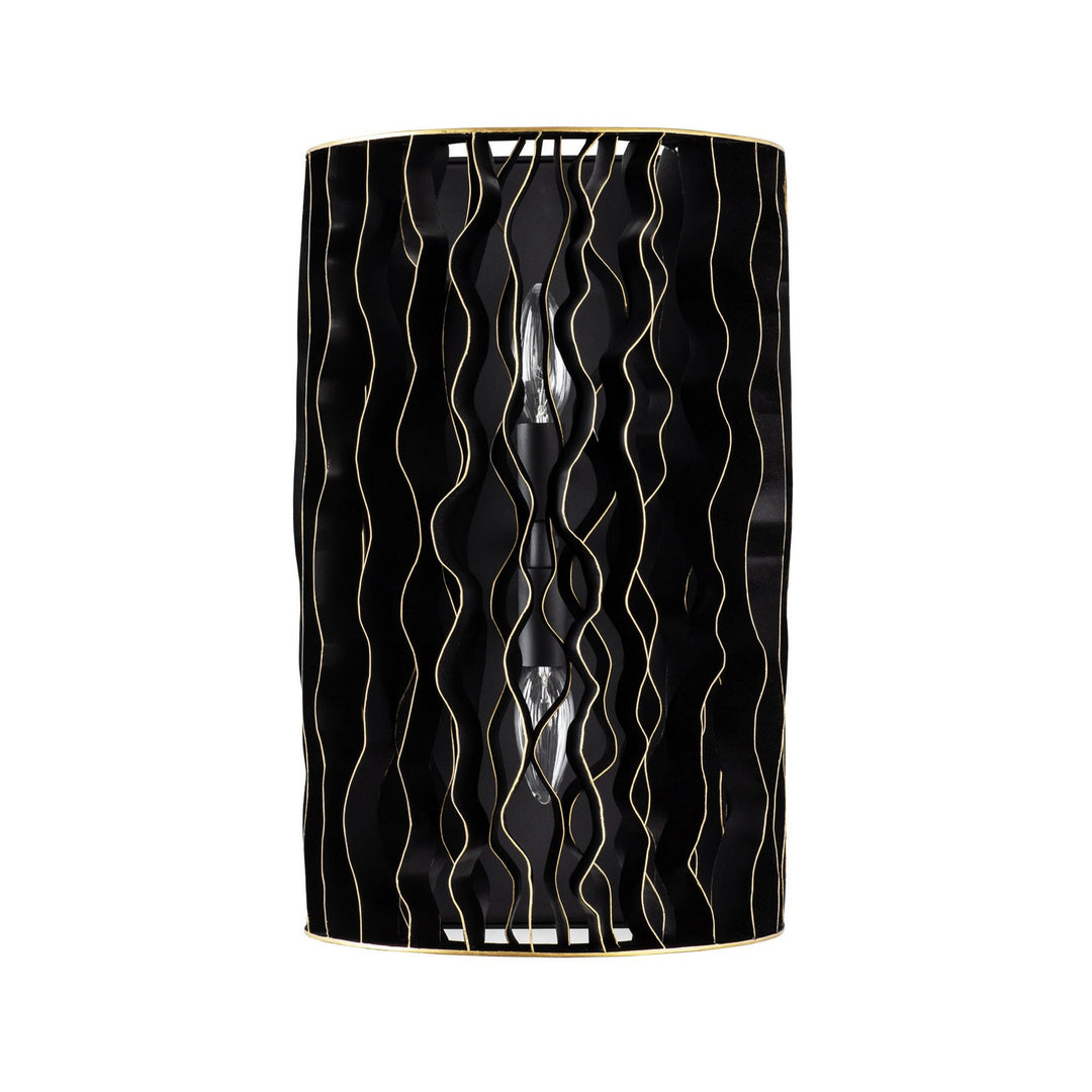 Varaluz Estela 380W02MBFG Wall Sconce Light - Matte Black/French Gold
