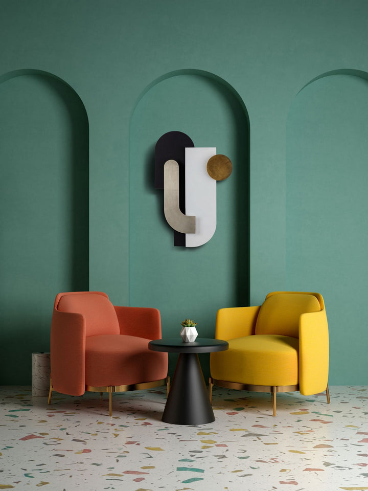 Varaluz Lighting 425WA90 Modern Danny Mirror Matte Black / Matte White / Silver And Gold Leaf
