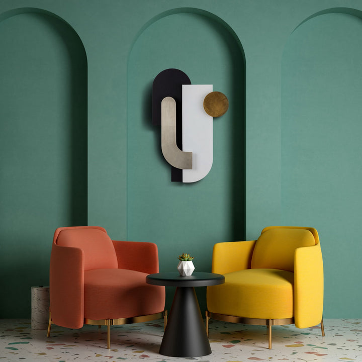 Varaluz Lighting 425WA90 Modern Danny Mirror Matte Black / Matte White / Silver And Gold Leaf
