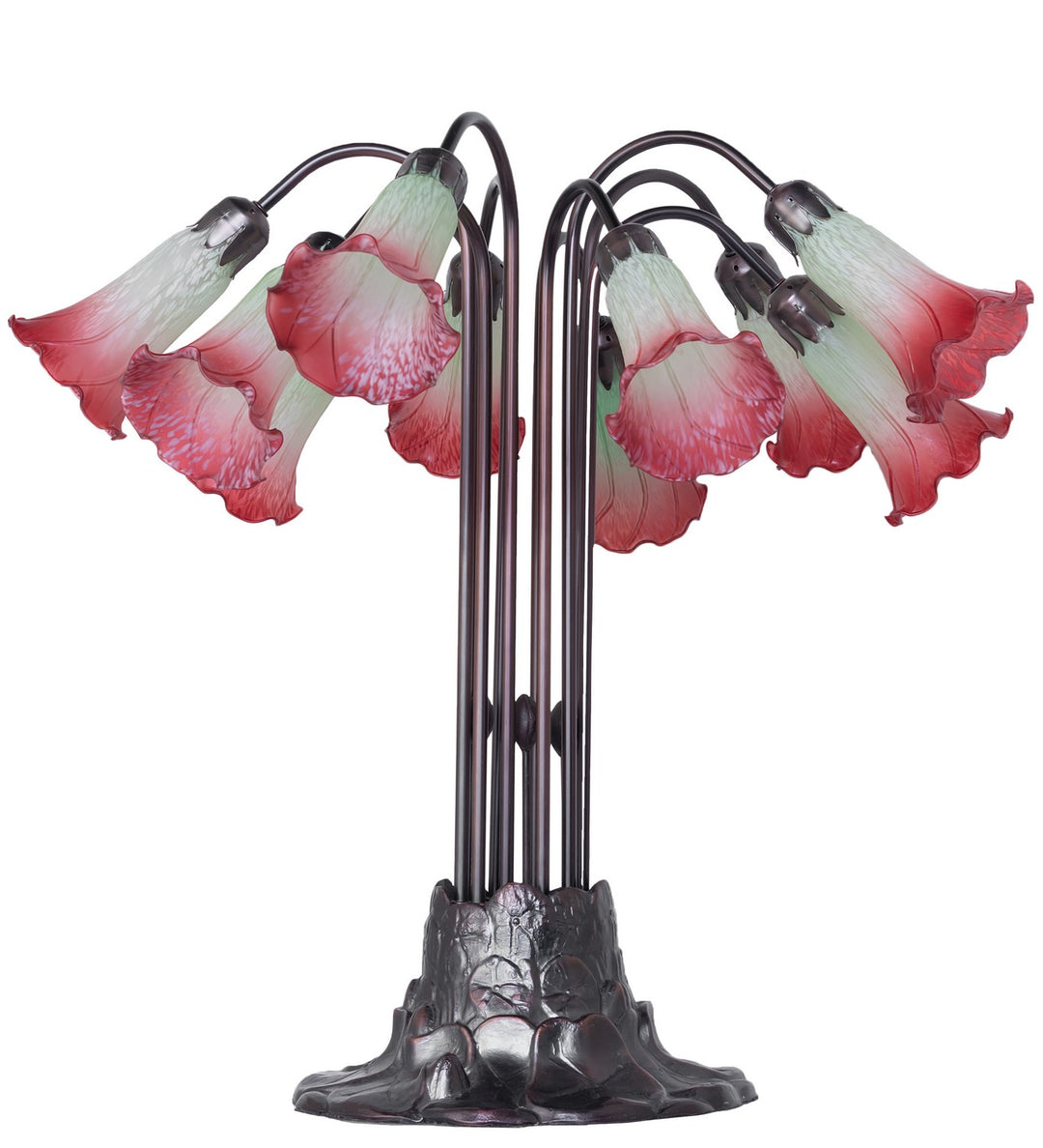 Meyda Tiffany Lighting 185081 Seafoam/Cranberry Ten Light Table Lamp Lamp Bronze / Dark