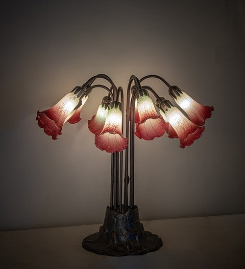 Meyda Tiffany Lighting 185081 Seafoam/Cranberry Ten Light Table Lamp Lamp Bronze / Dark