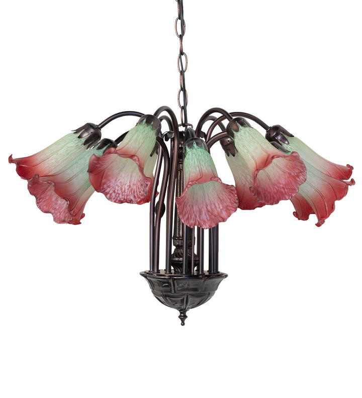 Meyda Tiffany Seafoam/Cranberry 185083 Chandelier Light - Mahogany Bronze