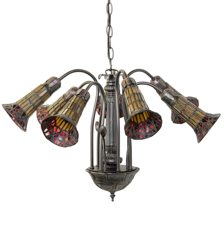 Meyda Tiffany Stained Glass Pond Lily 251574 Chandelier Light - Mahogany Bronze