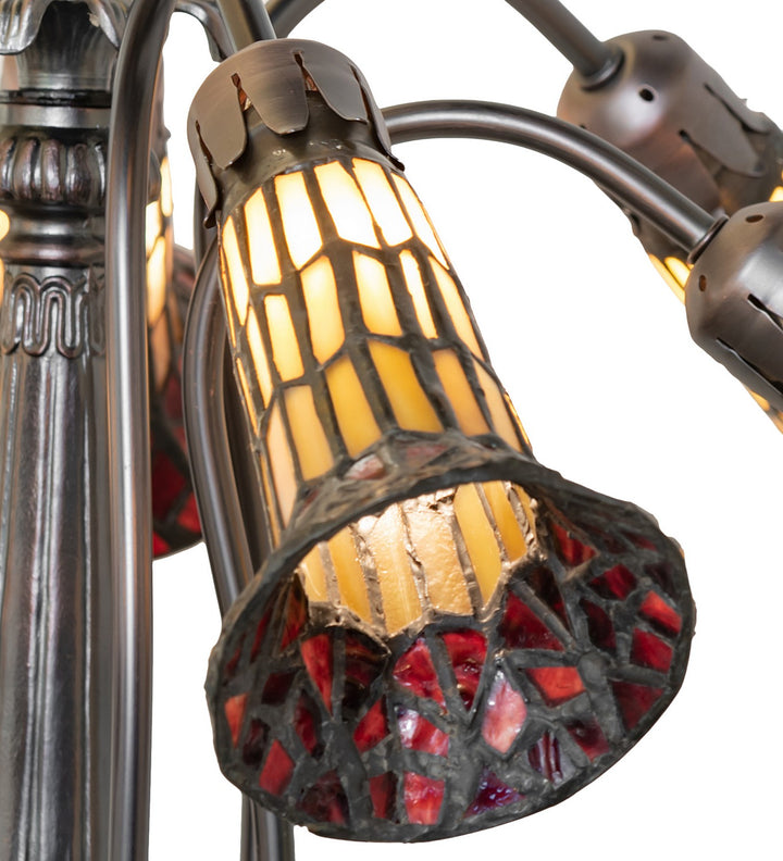 Meyda Tiffany Stained Glass Pond Lily 251574 Chandelier Light - Mahogany Bronze