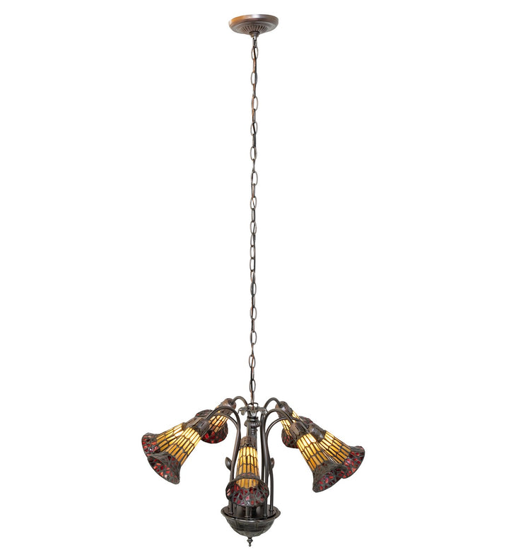 Meyda Tiffany Stained Glass Pond Lily 251574 Chandelier Light - Mahogany Bronze