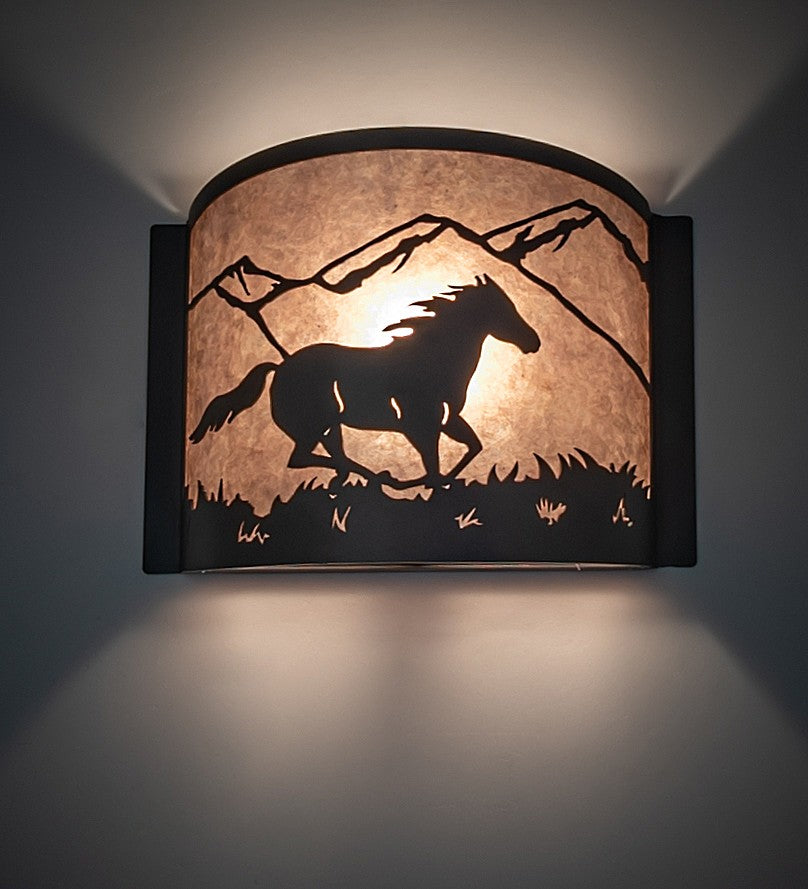 Meyda Tiffany Running Horses 259844 Wall Light - Wrought Iron