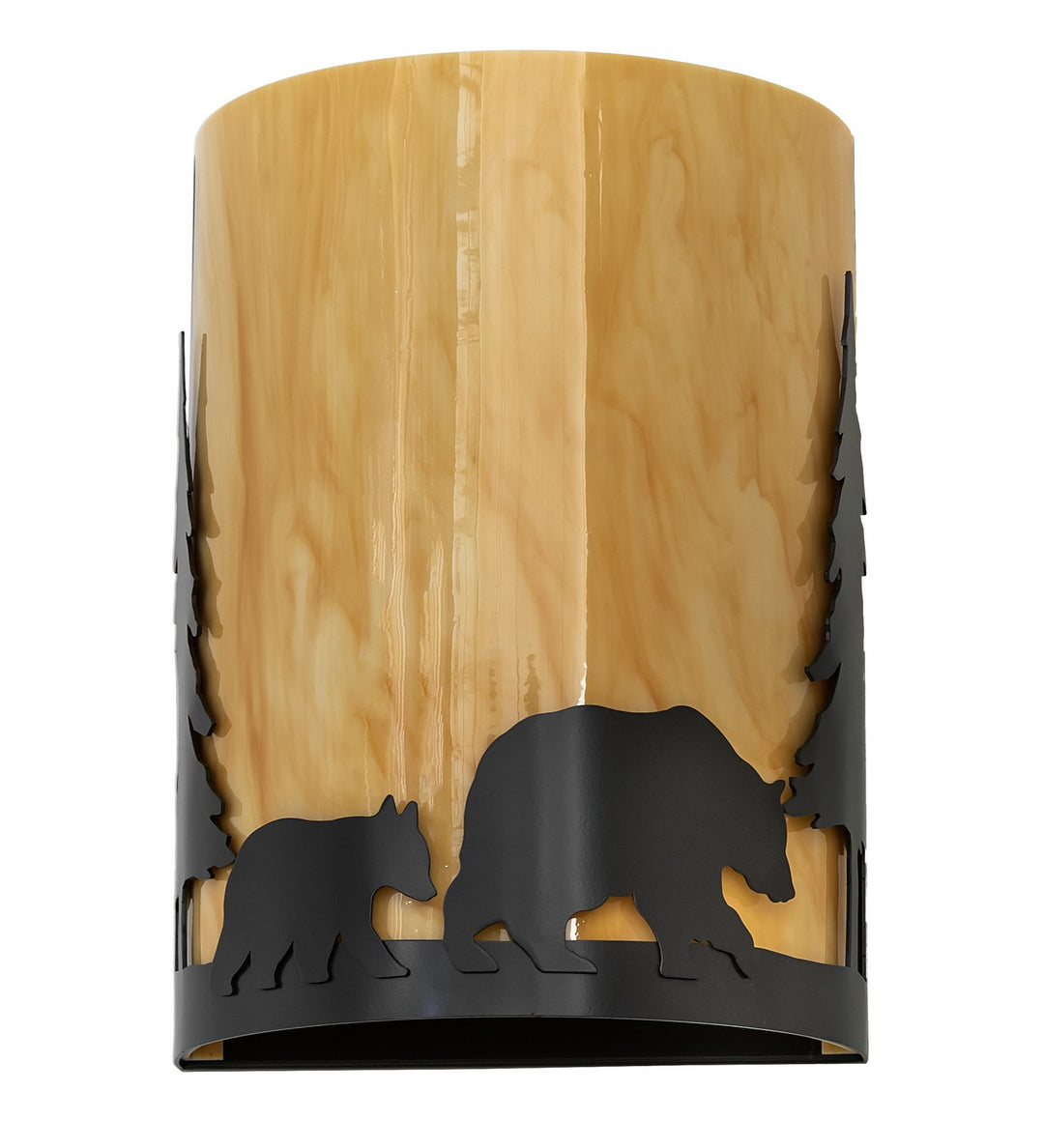 Meyda Tiffany Pine Tree And Bear 260205 Wall Light - Timeless Bronze