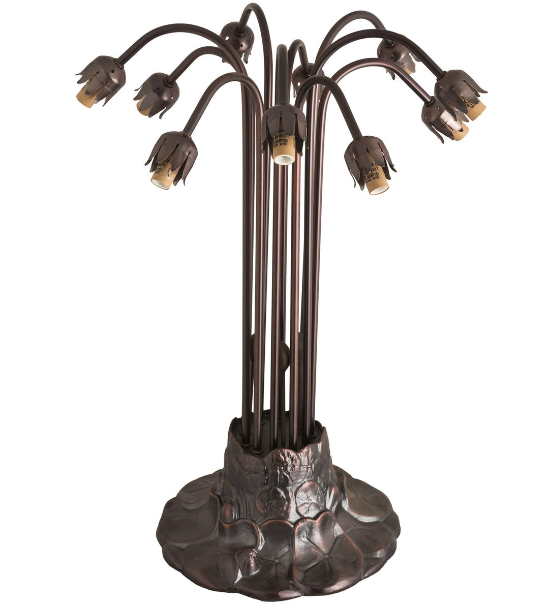 Meyda Tiffany Lighting 261669 Stained Glass Pond Lily Ten Light Table Lamp Lamp Bronze / Dark