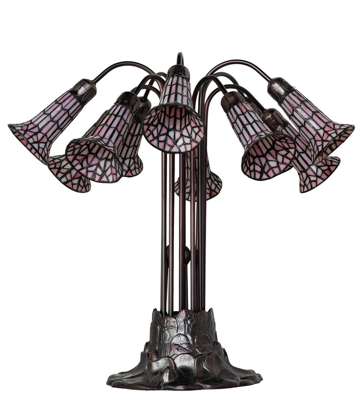 Meyda Tiffany Lighting 261671 Stained Glass Pond Lily Ten Light Table Lamp Lamp Bronze / Dark