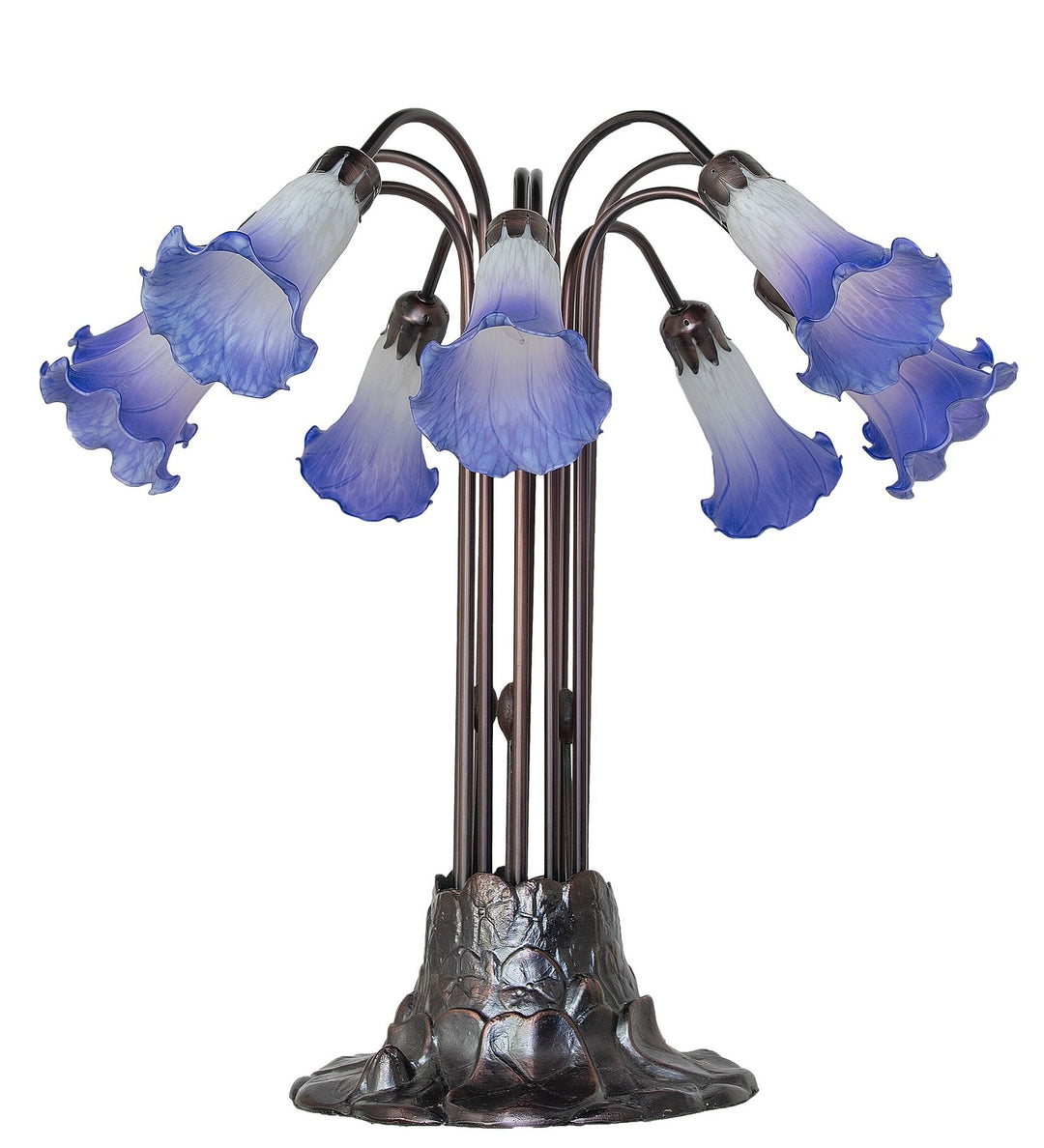 Meyda Tiffany Lighting 261674 Blue/White Ten Light Table Lamp Lamp Bronze / Dark