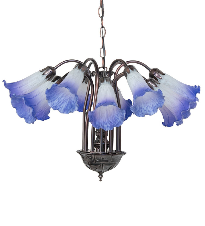 Meyda Tiffany Blue/White 261736 Chandelier Light - Mahogany Bronze