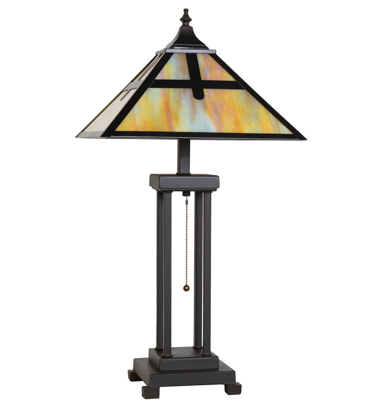 Meyda Tiffany Lighting 262041 Cross Mission Two Light Table Lamp Lamp Bronze / Dark